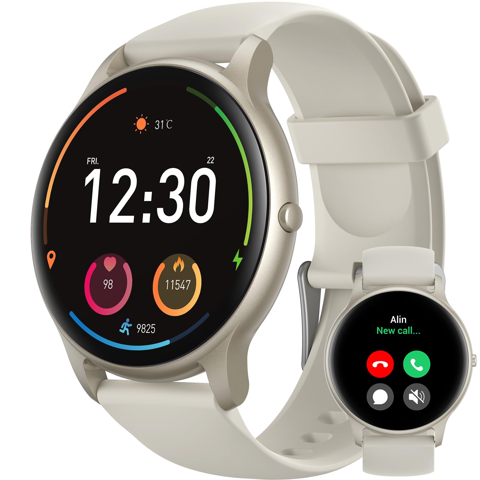 Parsonver Smart Watch(Answer/Make Calls), Fitness Watch for Men Women, 100+ Sport Modes IP68 Waterproof, Activity trackers for Android iOS Phone, Starry Silver SPROD1