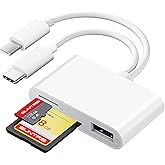SD Card Reader for iPhone iPad Camera with USB C, Dual Card Slot USB 3.0 Memory Card Reader Supports SD/TF Card Trail Camera 