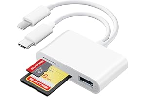 SD Card Reader for iPhone iPad Camera with USB C, Dual Card Slot USB 3.0 Memory Card Reader Supports SD/TF Card Trail Camera 