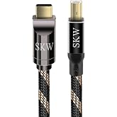 SKW Audiophile USB C to USB B DAC/Decoder Cable 4.9ft/1.5m Double Shielded | Dual-shielded, 24K gold-plated contacts, braided nylon jacket, Printer Cable, MacBook/iPhone to DAC &amp; audio interface cable