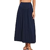 Allegra K Summer Flowy Long Skirts for Women 2026 Elastic High Waist Casual Maxi Skirt