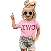 GLIGLITTR Toddler Baby Girls Birthday Shirt 2nd 3rd 4th 5th Bday Party Tshirt Outfit Sequin Glitter Two-Five Embroidered Tops
