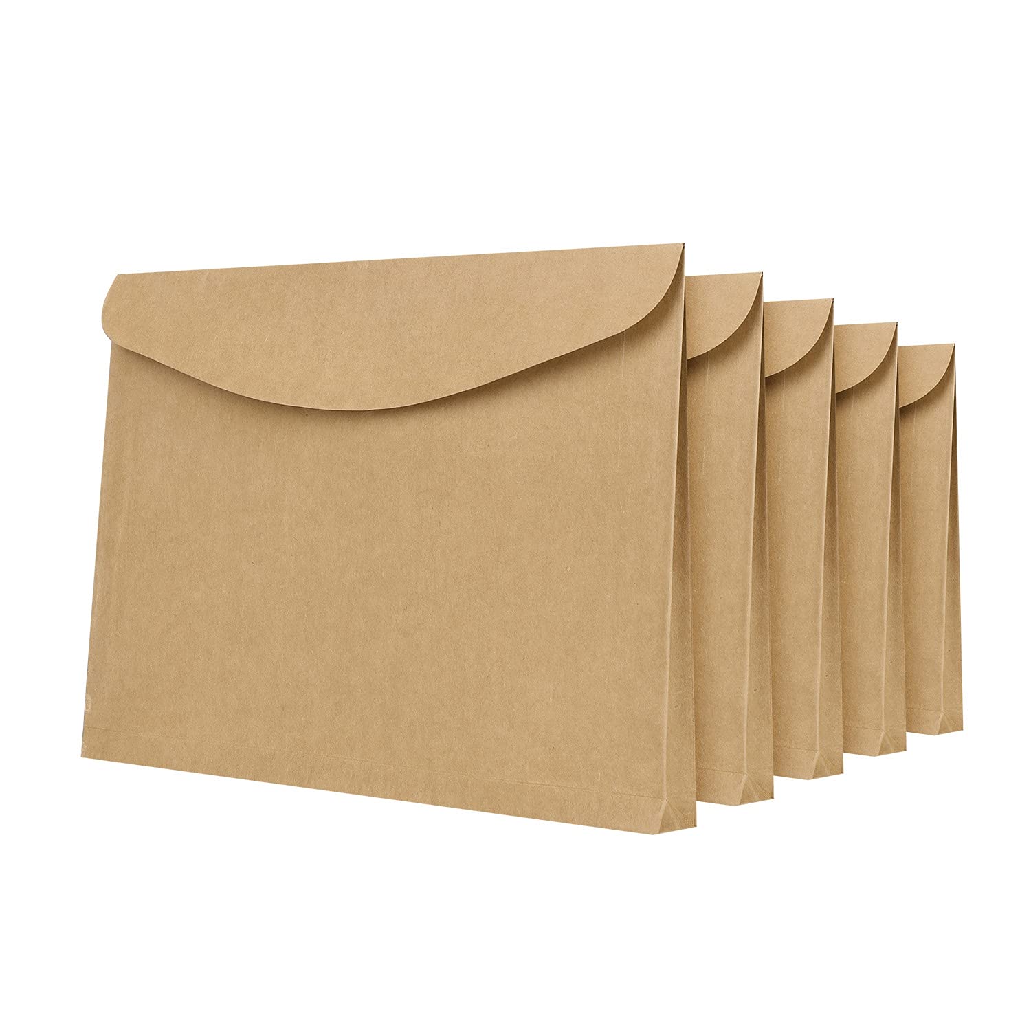 10pcs Kraft Paper Documents Bags File Wallet Folders Envelope Gift Packaging Bags Thick Portfolio Pockets Document Foolscap Paper Bag with Hook & Loop Closure Recycled Paperwork Storage Pouch Bag