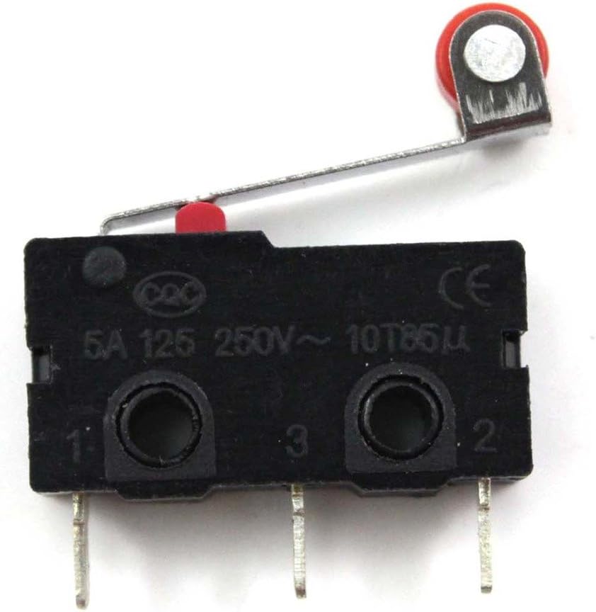 Huayang 10Pcs Micro Roller Lever Arm Open Close Limit Switch KW12-3 PCB Microswitch