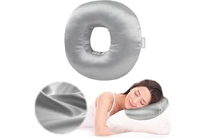RQUXMT Ear Piercing Pillow for Side Sleepers with an Ear Hole, Donut Pillow for Ear Pain CNH | Pain Relief Sleeping | Pressure Sore | Side Sleepers | Satin Washable and Adjustable Ear Protector (Gray)