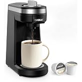 CHULUX Single Serve Coffee Maker for K Cup Pod, Fast-Heating System, Black | Four-Hole Multi-Stream Needle, Single Cup Brewing, Portable Compact Design, Adjustable Drip Tray, Food Grade Material