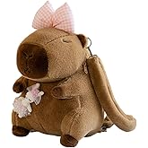 BlingKicks Capybara Bow Bowknot Orange Flower Lollipop Cute Plush Backpack Kawaii Cartoon Design for Women Ita Bag (Pink bow)