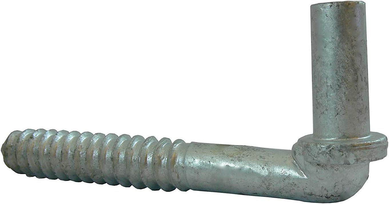 J Bolt Hinge: 5/8" x 6" Long Screw-in lag Bolt Hinge for Chain Link Fence ~ Easy Install, Heavy Duty Screw Hook and Eye Male Hinge ~ Gate Post Side Hinge Bolt ~ Pin Hinge Lag-Bolt. 10 Pack