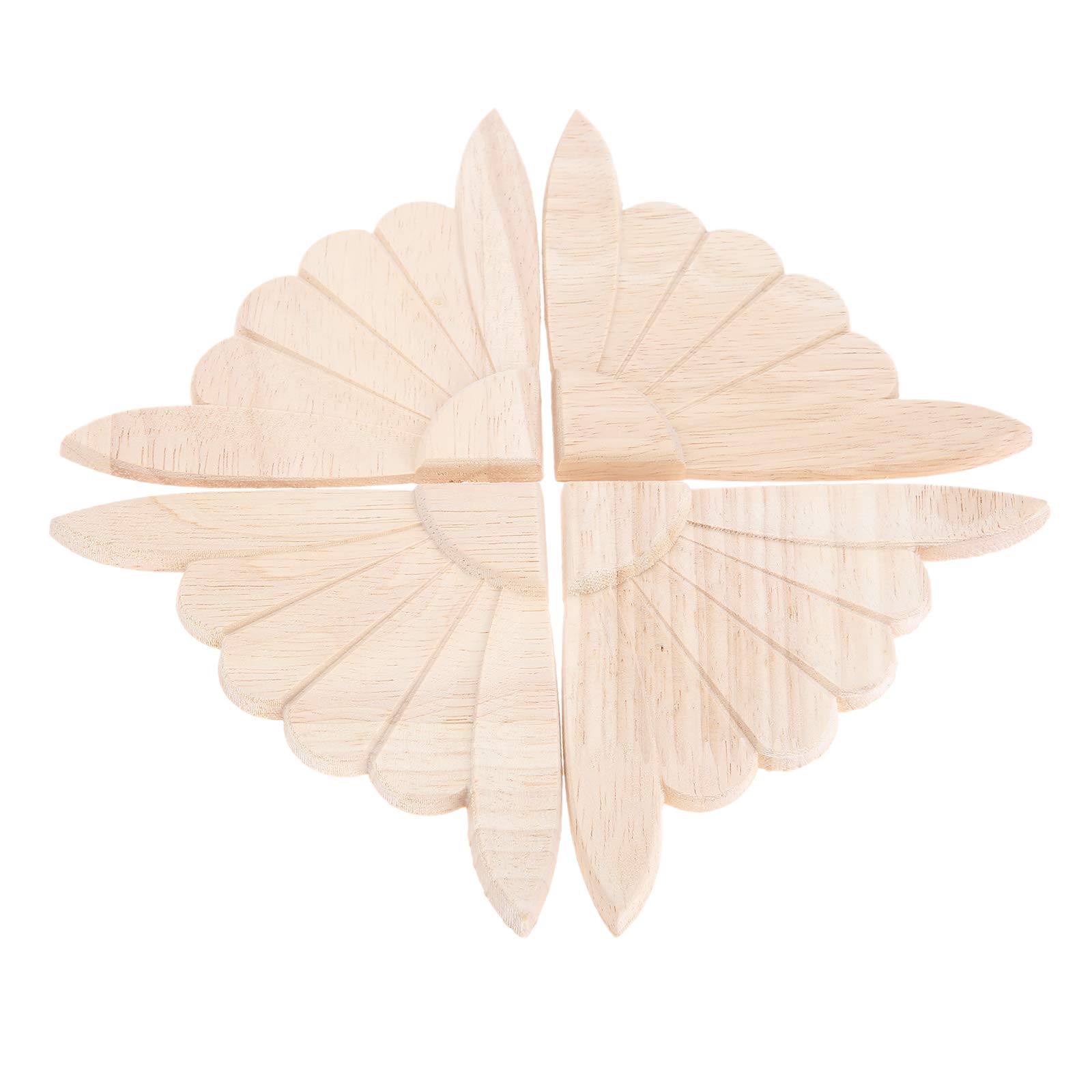 MUXSAM 4Pcs Wood Carved Corner Applique Onlay Board Unique Flower Pattern Unpainted Decor for Furniture 10x10cm