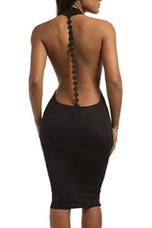 Vestido Mujer Sexy Corto Ajustado Verano Cuello en V Profundo sin Espalda Bodycon Backless Mini Vestido en Cóctel Club Bar