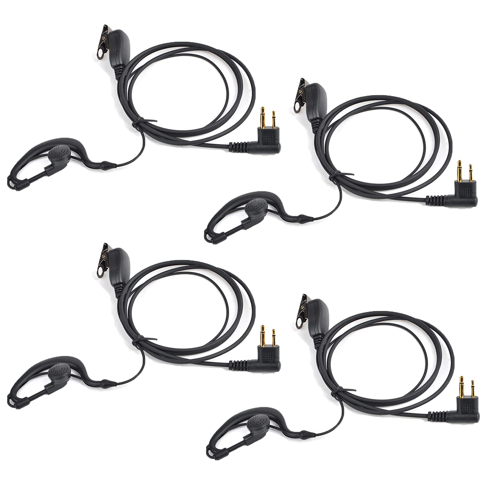 HYS G-Shape 2 Way Radio Earpiece with Mic Headset Compatible with Motorola CP040 DP1400 GP68 GP88 GP300 CT150 Pro1150 Hyera Midland Walkie Talkie(4 Pack)