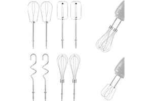 8pcs Hand Mixer Beaters Accessories, 4 Styles Silver Stainless Steel Hand Mixer Electric Whisk Kitchen Supplies Attachments C
