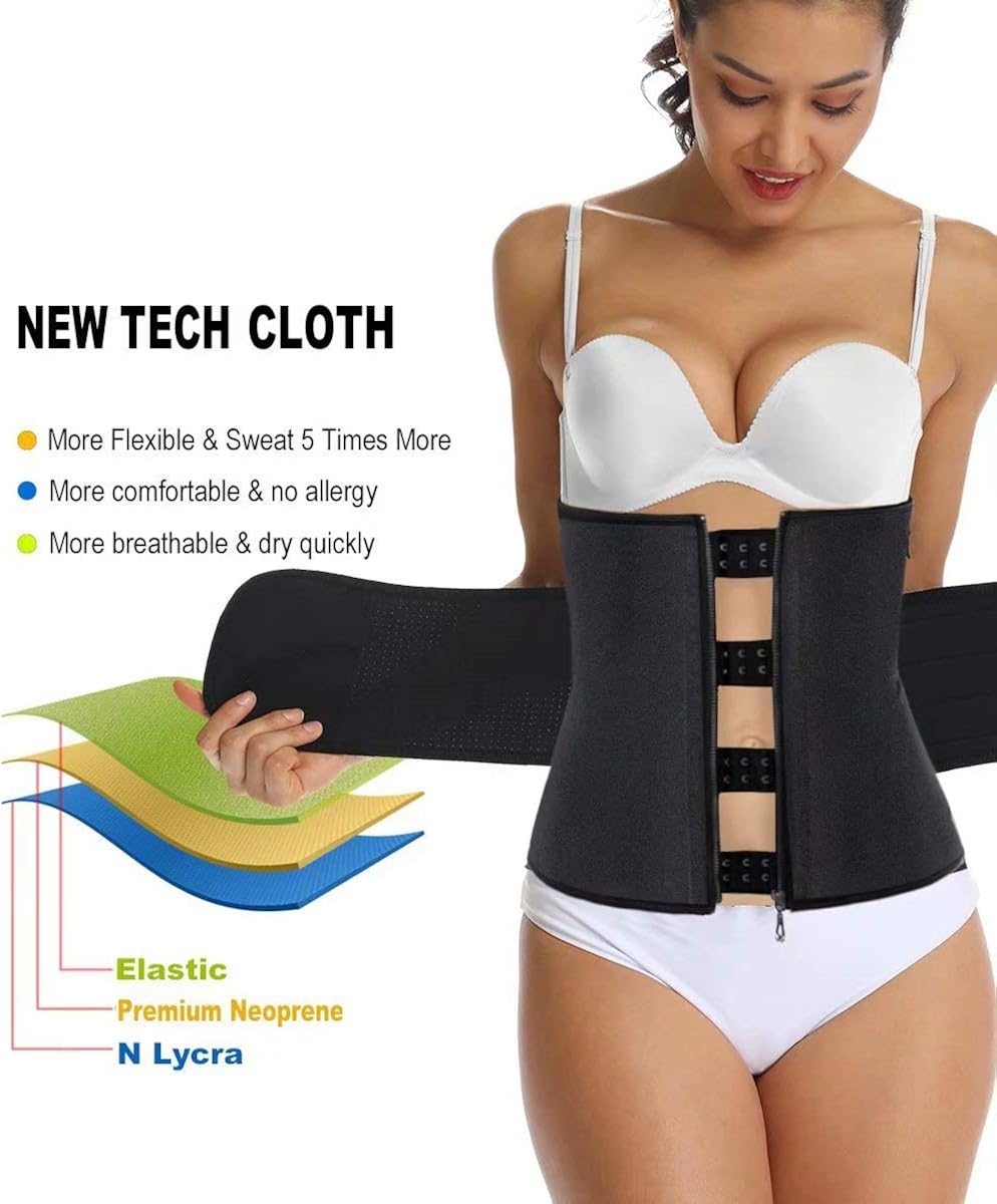 HOPLYNN Neoprene Sweat Waist Trainer Corset Trimmer Belt for Women Weight Loss, Waist Cincher Shaper Slimmer: Sports & Outdoors