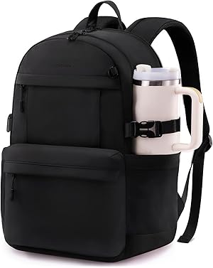 LOVEVOOK Rucksack Damen, 15,6 Zoll Laptop Schulrucksack Teenager mit großem Fach für Trinkflaschen, Tagesrucksack Arbeitsrucksack Elegant, Leichte Schultasche Travel Backpack Women für Reise Uni Work