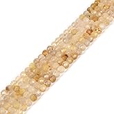 Golden Rutilated Quartz 4mm Faceted Round Beads Loose Beads 16 Inch for Jewelry Making Beads