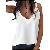 SweatyRocks Women's V Neck Summer Sleeveless T Shirt Flowy Casual Basic Tank Top