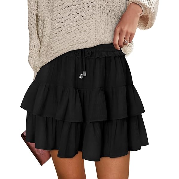 Aoudery Flowy Shorts for Women Casual Boho Ruffle Mini