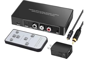 MYPIN Digital to Analog Audio Converter with Remote, 192KHz/24bit Digital Coaxial Toslink to Analog L/R RCA 3.5mm Audio with Both Toslink Cable and Coaxial Cable