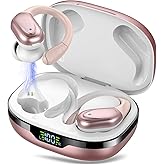 Ear buds Wireless Earbuds Bluetooth 5.3 Headphones 60hrs Playtime with Digital Display Sports Wireless Headphones with Earhook Deep Bass IPX7 Waterproof Over-Ear Earbuds for Android iOS Workout Rose