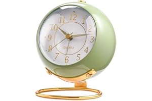 Tetino Analog Alarm Clocks,Retro Backlight Cute Simple Design Small Desk Clock with Night Light,Silent Non-Ticking,Battery Powered,for Kids,Bedroom,Travel,Kitchen,Bedside Desktop.(Green)