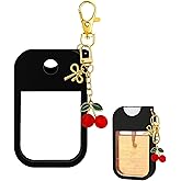 SAANG & JAT Hand Sanitizer Spray Case with Keychain, Durable Silicone Holder Compatible with Touchland Power Mist & Glow Mist (1 fl oz), Portable Travel Accessory with Cute Charm Keyring (Black)