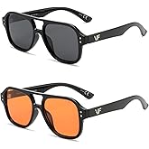 OUWEN Retro Polarized Square Aviator Sunglasses Womens Mens, Trendy Designer Rectangle Sun Glasses 70s Shades OW2239