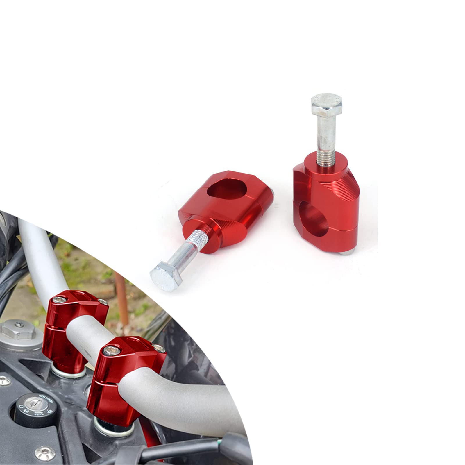 1 1/8" 28mm CNC HandleBar Risers Bar Mounts Clamps For CRF CR Motocross Enduro Dirt Bike Red