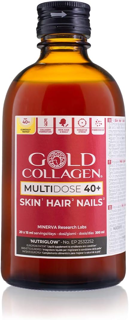 Gold Collagen Multidose 40+ | The #1 Liquid Collagen Peptides Supplement for Women Over 40 | Hydrolysed Marine Collagen Drink with Antioxidants, Hyaluronic Acid & Vitamins for Anti Ageing Support