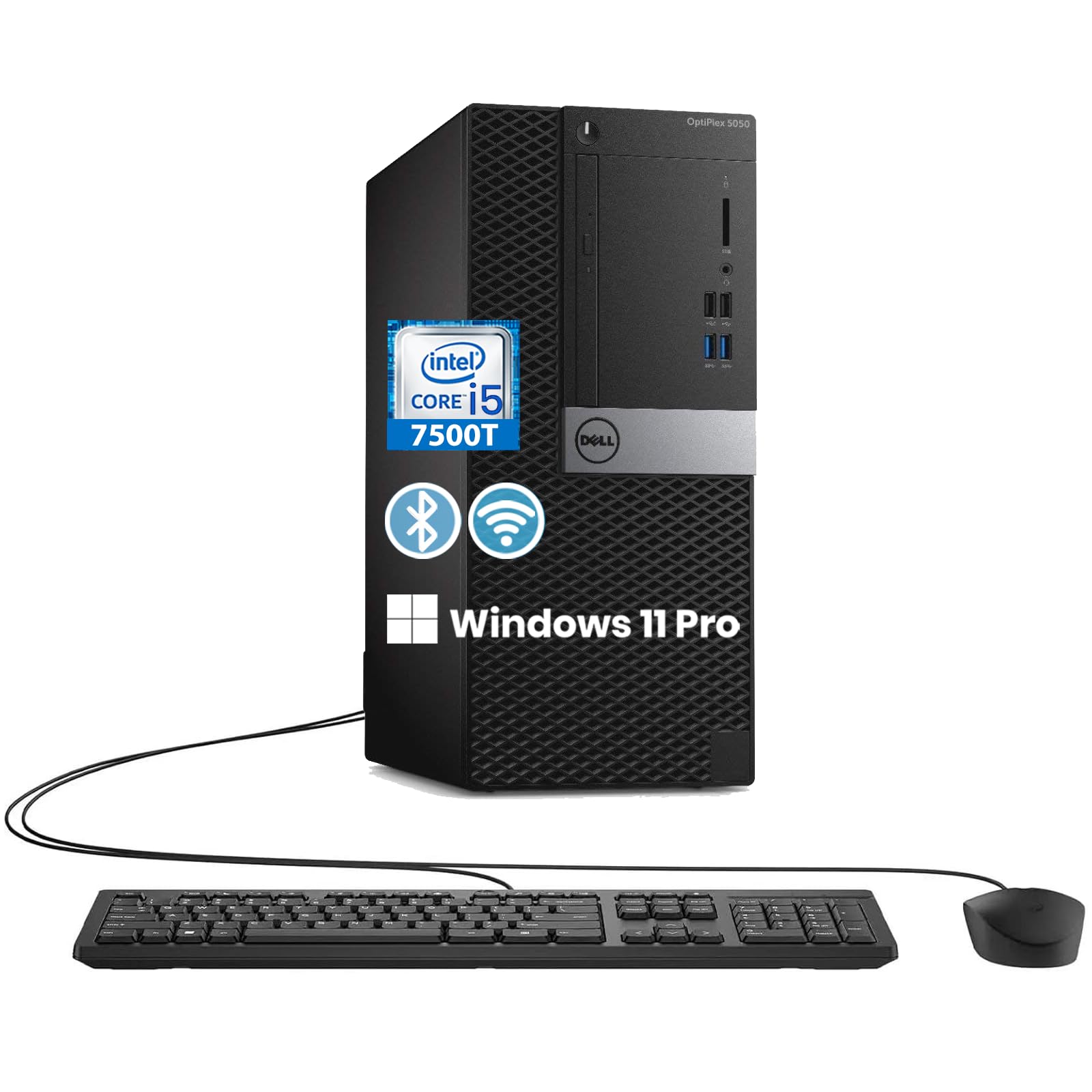 Dell OptiPlex 5050 Tower Desktop Computer PC, Intel Core i5-7500T, 256 GB SSD, 8 GB RAM, HDMI, Keyboard and Mouse, Windows 11 Pro (Refurbished)