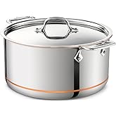 All-Clad Copper Core 5-Ply Stainless Steel Stockpot 8 Quart Induction Oven Broiler Safe 600F Pots and Pans, Cookware Silver