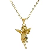 14K Gold Filled Guardian Angel Necklace For Women And Men - Guardian Angel Pendant Cupid Necklace Crystal Cherub Angel Necklace, Guardian Angel Jewelry, Angel Cupid Necklaces