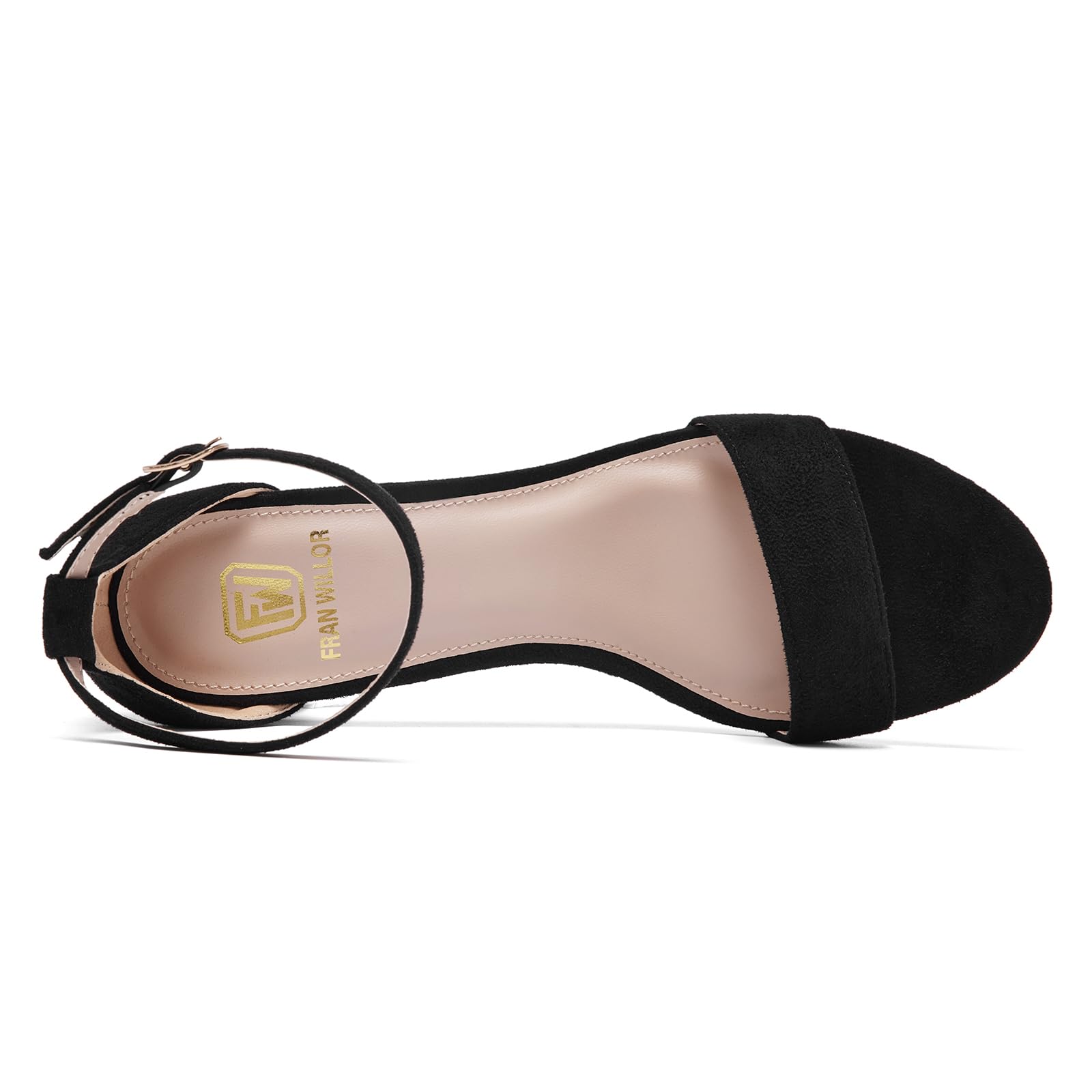 FW FRAN WILLOR Women Open Toe Low Chunky Short Heels Ankle Strap Block Heel Sandals Party Dress Wedding Pump Shoes