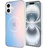 ZIYE Iridescent Case Compatible with iPhone 16 Plus Magnetic Cute Fluorescent Laser Design Compatible with Magsafe Scratch-Resistant Shockproof Protective Phone Cover for Women Girls Men