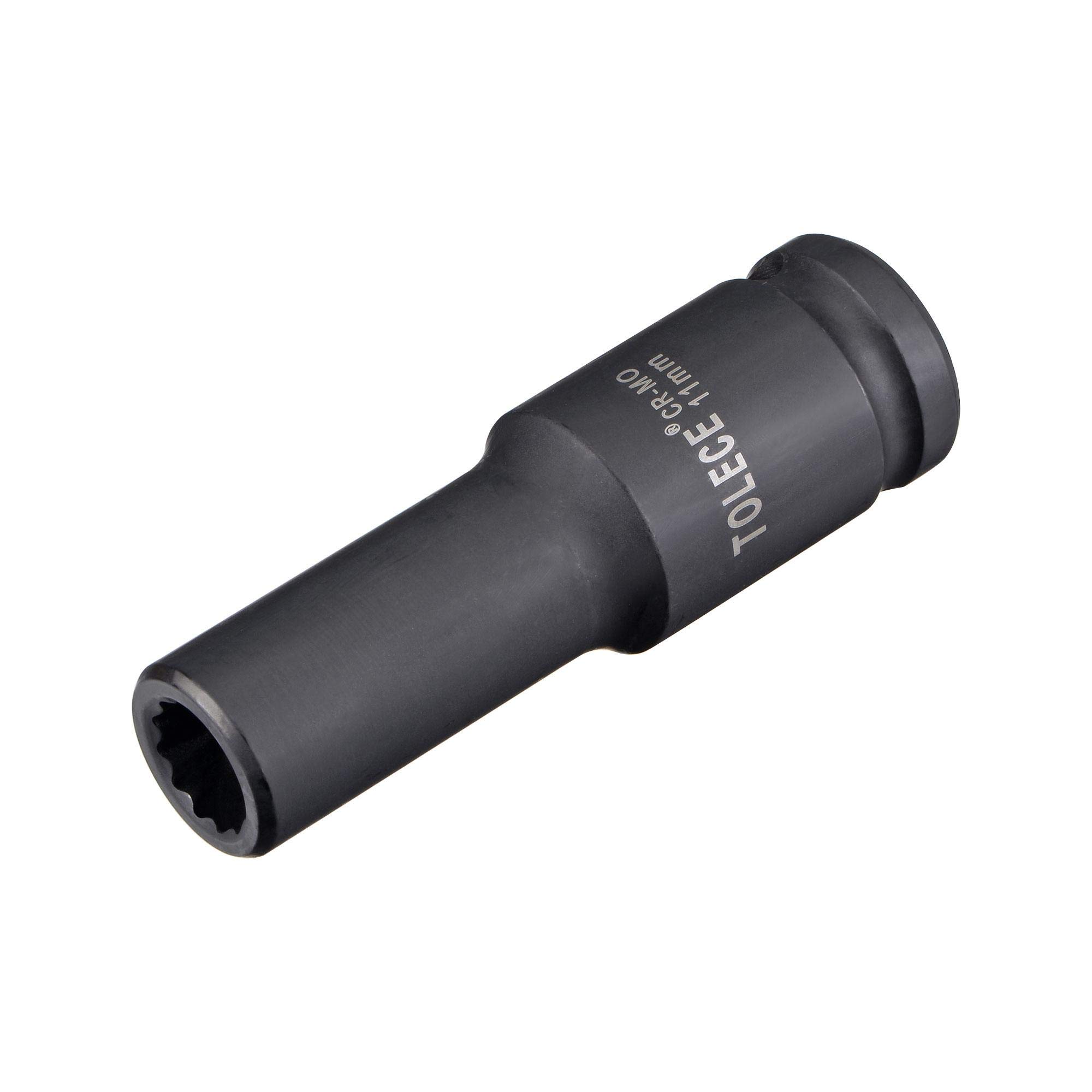 sourcing map 1/2-Inch Drive 11mm 12-Point Deep Impact Socket, CR-MO Steel 78mm Length, Metric Sizes