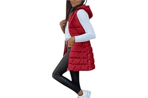 Blczomt Puffer Vest Women Winter Warm Long Quilted Sleeveless Jackets with Pockets Fall Fashion Zip Up Puffy Coat Outerwear