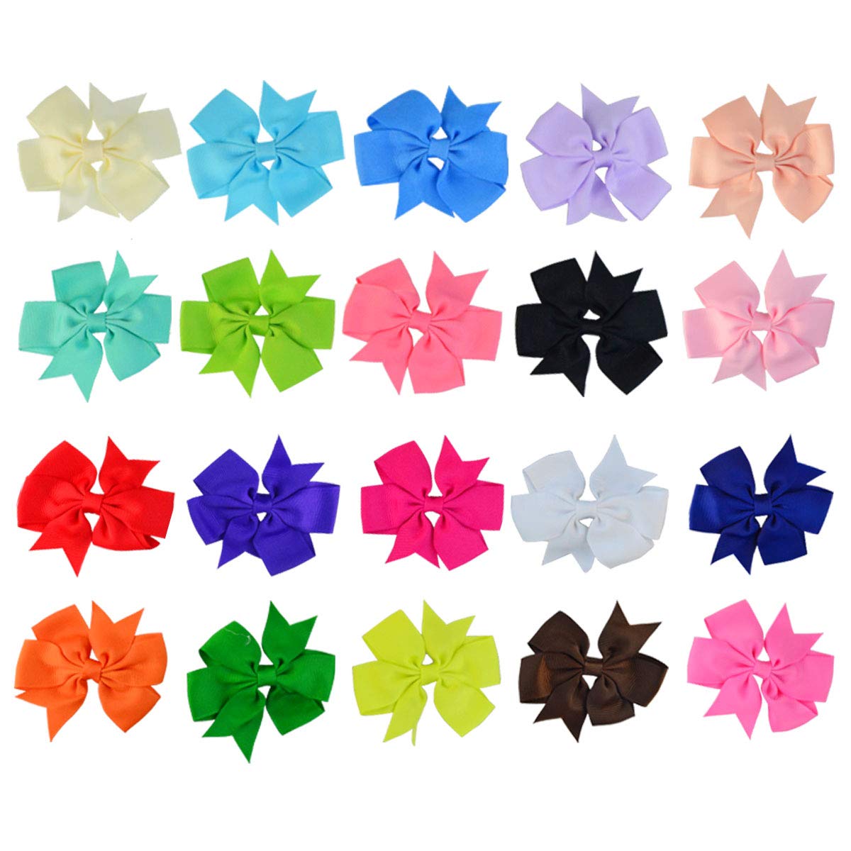 20 pcs 3 inch Hair Bows, baotongle Boutique Hair Bows Girls Kids Alligator Clip Grosgrain Ribbon Hair Clips for Baby Girls Teens Toddlers Friends