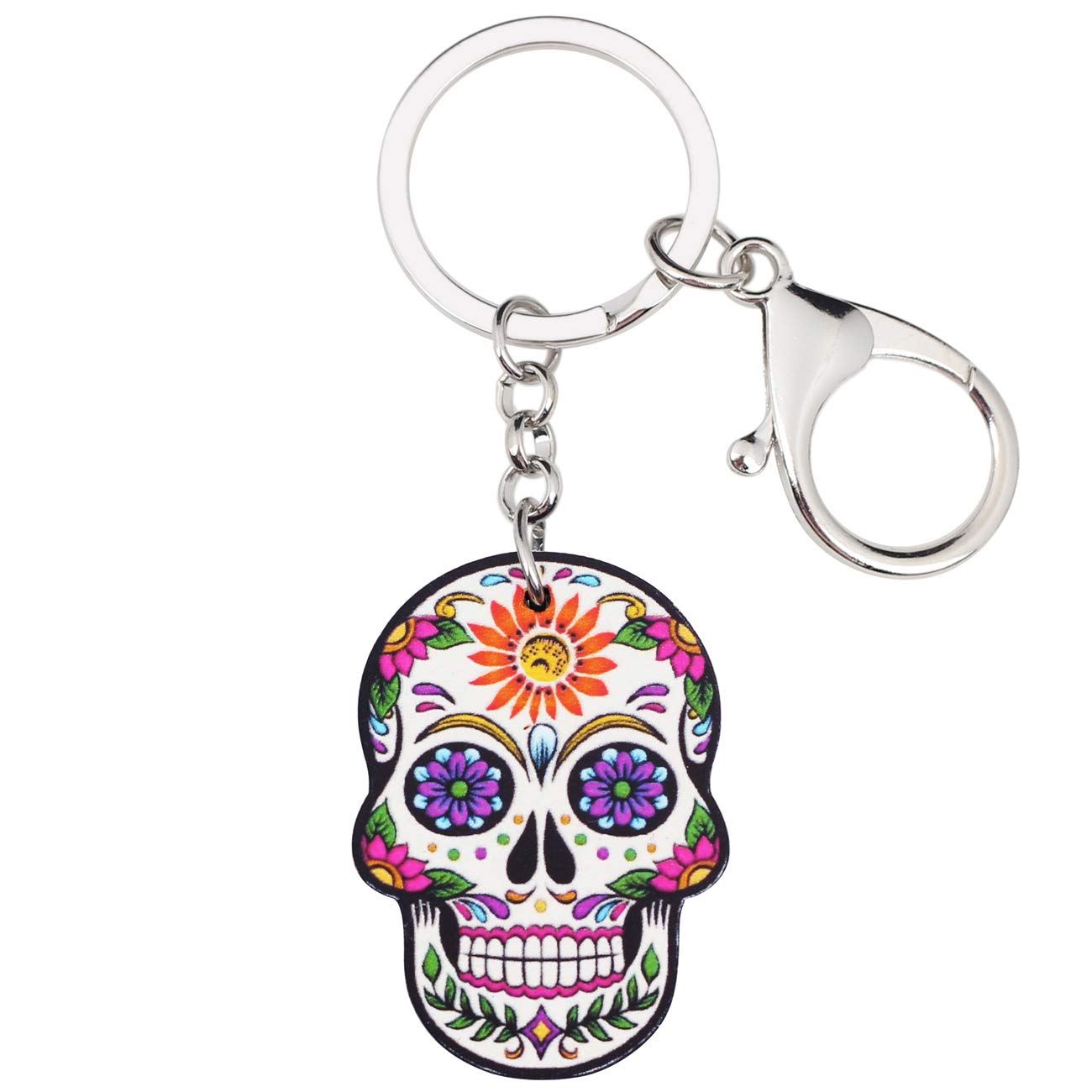 BONSNY Acrylic Halloween Skull Keyring Ghost Keychain Jewellery For Women Girl Car Bags Charm Gift (Orange)