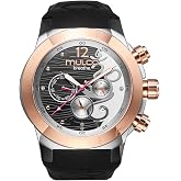 MULCO Luxury Waterproof Watch for Women - Rose Gold Stainless Steel Analog | Large Face Case Quartz Watch with Mother of Pearl Dial, Rose Gold Watch and Silicone Band