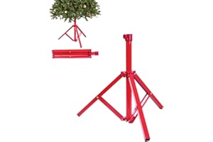 gaildon Christmas Tree Stand Base for Artificial Tree 2 to 7.5 FT, Heavy Duty Metal Xmas Tree Stand Foldable Holder for 1-1.4 Inch Pole Outdoor Patio Umbrella Stand, Red