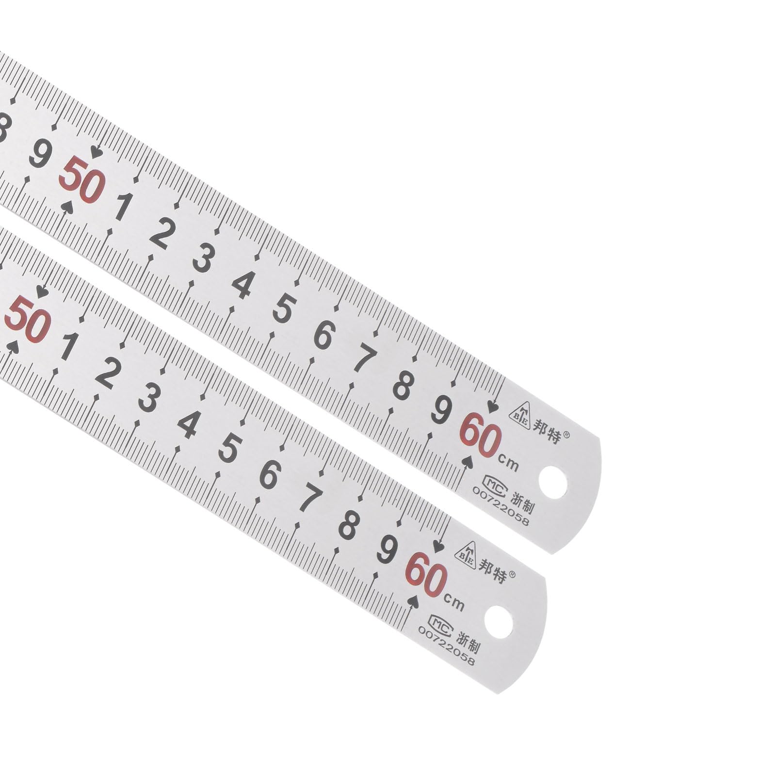 Kozelo 2pcs Stainless Steel Ruler - [60cm/24 Inch x 1.1 Inch] Double Reading Straight Edge Metal Measuring Tools for Architectural Design Use