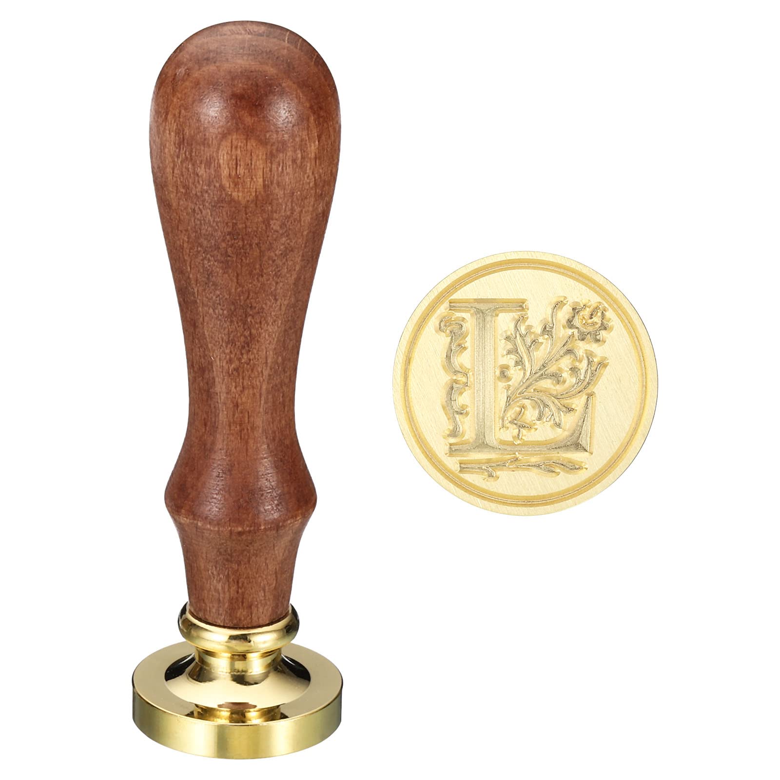PATIKIL Alphabet L Wax Seal Stamp, Initial Letter Sealing Wax Stamp Classic Retro Removable Brass Head Wooden Handle for Envelope Invitation Cards, Style 3