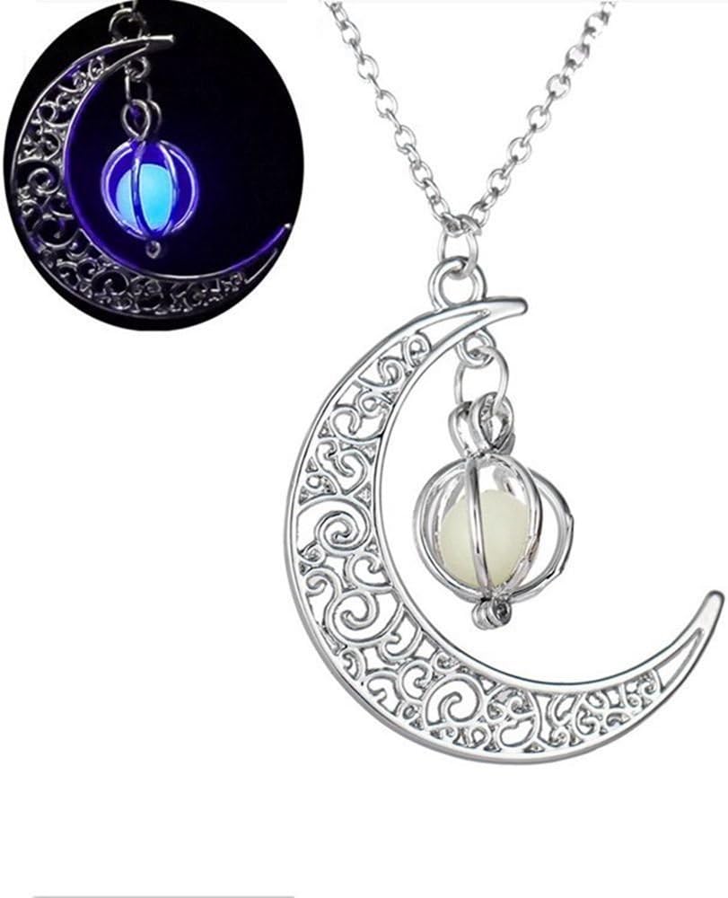 Paweenaso Ransopakul Unique Gifts Glow in The Dark Moon Pumpkin Pendant Necklace for Men Women Friend (Purple)