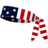American Flag Headband, Tie Back Sports Headband for Running Tennis Workout | Patriotic tie back headband with adjustable fit, breathable comfort for running, sports, workouts and celebrations.