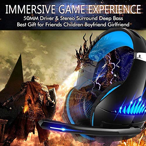 Gaming Headset,Proslife Game Headset with LED Lighting 3.5mm Surround Sound Noise Cancelling Microphone for Laptop, Desktop, MAC, Xbox, PS4, Phone Tablet