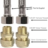 Reeds 15mm Compression 3/8" BSP Male Iron Straight Fitting Brass WRAS Pair view 2