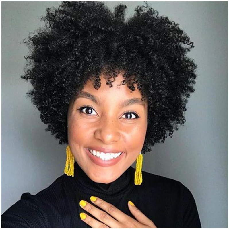 Short Afro Kinky Curly Black Lace Front Bob Wigs Human Hair for Black Women with Baby Hair Bleached Knots Natural Brazilian Hair