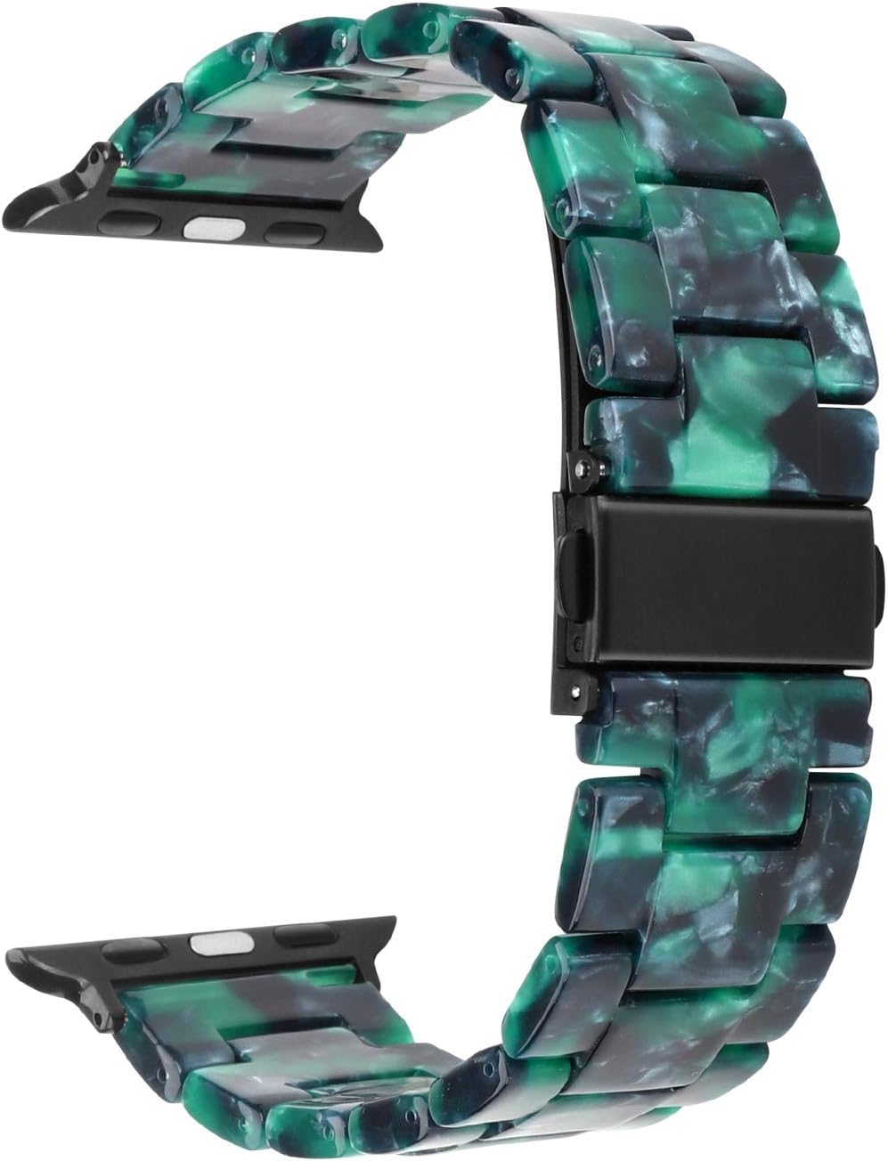 MAIRUI Compatible with Apple Watch Band 44mm 42mm, Series 4/5 Slim Resin Bracelet Wristband Lightweight Strap Replacement for iWatch Series 5/4/3/2/1, Sport/Edition (Emerald Marble)