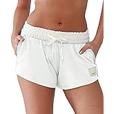 YIPINK Comfy Sweat Shorts for Women Cotton Fold-Over Waistband Contrast Taping Lounge Casual Athletic Workout Shorts