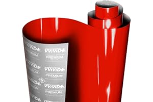 VViViD+ Ultra Gloss Racing Red Vinyl Car Wrap Premium Paint Replacement Film Roll with Nano Air Release Technology, Stretchable Protective Cap Liner, Self Adhesive (1ft x 5ft)