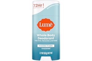 Lume Whole Body Deodorant - Invisible Cream Stick - 72 Hour Odor Control - Aluminum Free, Baking Soda Free, Skin Safe - 2.2 ounce (Unscented)